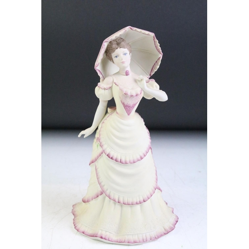 42 - Nine boxed Coalport lady figurines to include 2 x Ladies of Fashion (Melanie, Regina) and 7 x Age of... 