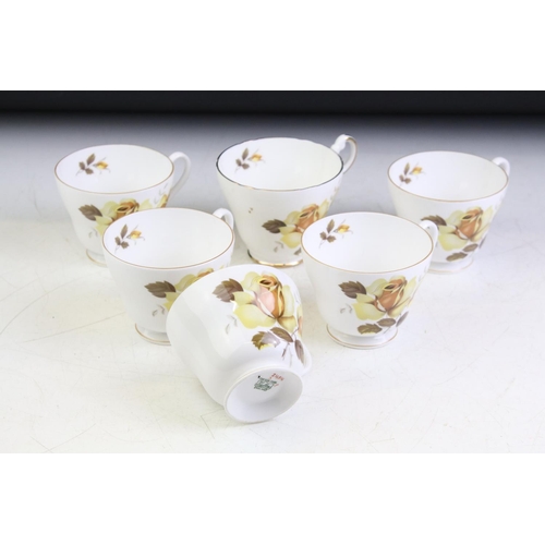 45 - Argyle Bone China tea set for six with yellow rose decoration, to include 6 cups & saucers, 6 tea pl... 