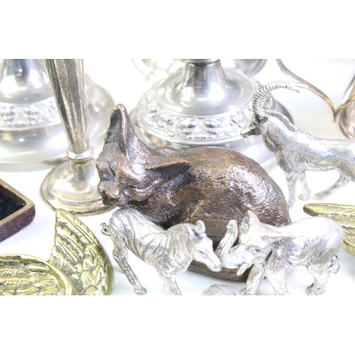 348 - Collection of silver & silver plate to include an early 20th century silver heart-shaped photo frame... 