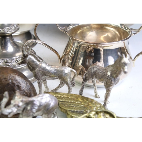 348 - Collection of silver & silver plate to include an early 20th century silver heart-shaped photo frame... 