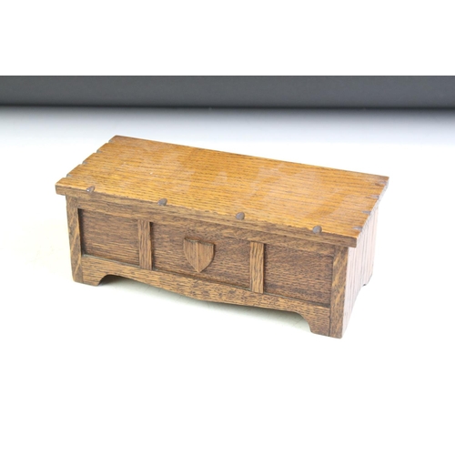 349 - Group of mixed collectables to include an Arts & Crafts oak box with fitted interior (21cm wide), wo... 