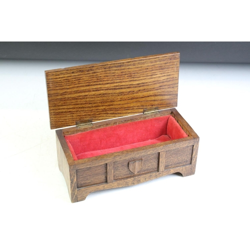 349 - Group of mixed collectables to include an Arts & Crafts oak box with fitted interior (21cm wide), wo... 