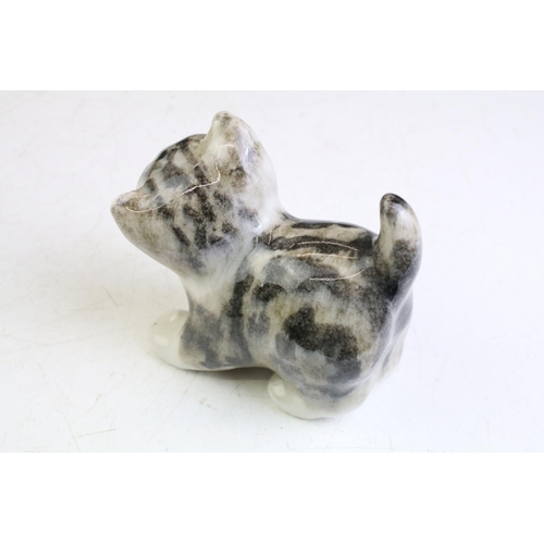 68 - Two Winstanley Pottery Grey Tabby Cat figures, size 1, with glass eyes, signed to bases, tallest app... 