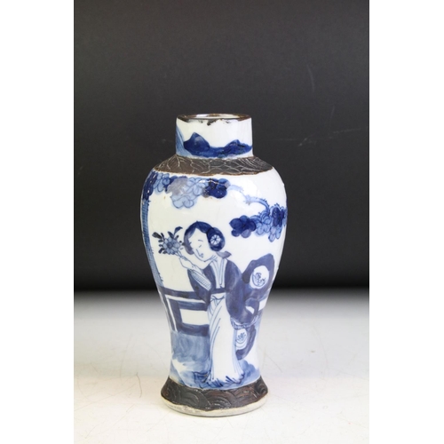 84 - Group of 19th Century Chinese ceramics to include a blue and white baluster vase with garden scene, ... 