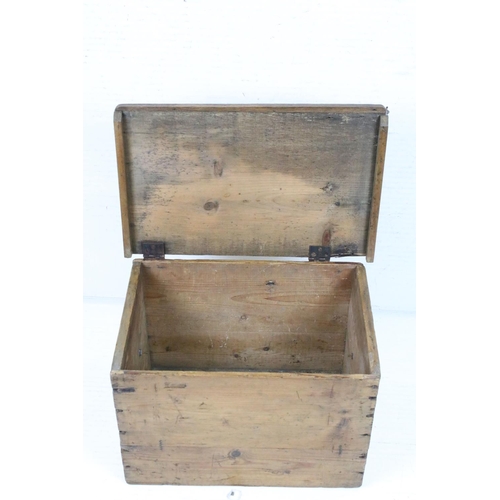 587 - 19th century Pine Tack Box, 30cm high x 45cm wide x 28cm deep