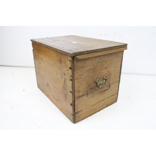 587 - 19th century Pine Tack Box, 30cm high x 45cm wide x 28cm deep