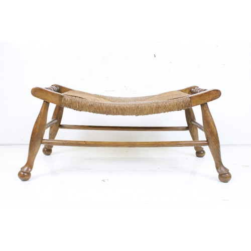 589 - Ash and Elm Rush Seated Stool, 34cm high x 77cm wide