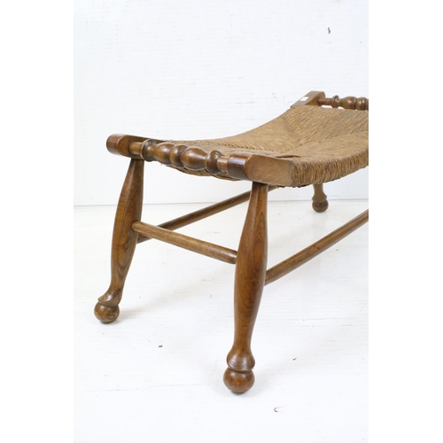 589 - Ash and Elm Rush Seated Stool, 34cm high x 77cm wide