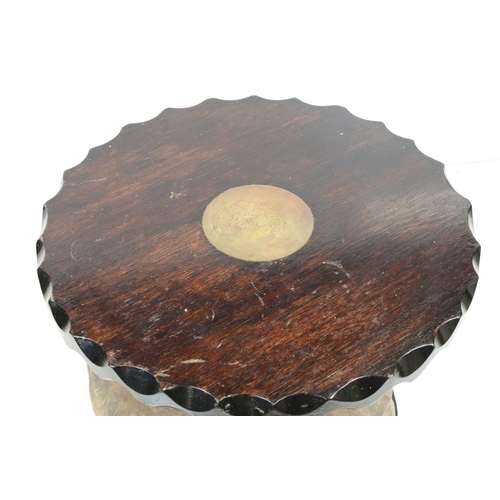 594 - Circular Coffee Table formed from a Taxidermy Elephant's foot, 38cm high x 54cm wide