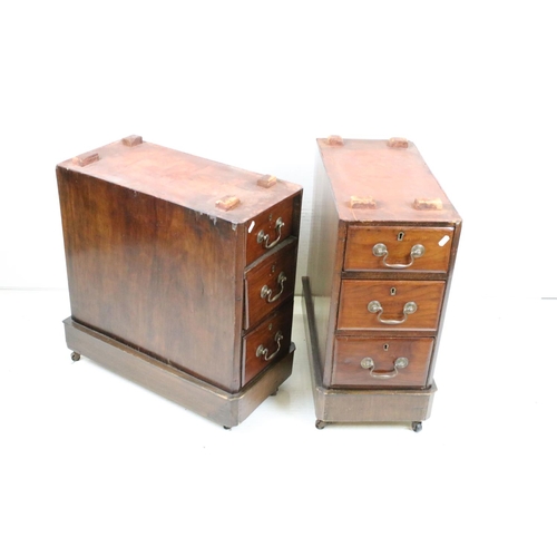 595 - Victorian Mahogany Twin Pedestal Desk with green leather inset top and an arrangement of nine drawer... 