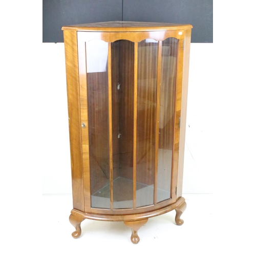 604 - 1930's Walnut Bow Front Glazed Display Cabinet, the single door opening to two glass shelves, 117cm ... 