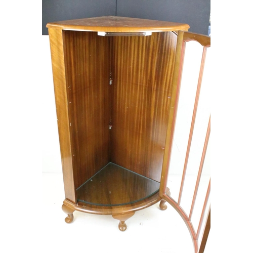 604 - 1930's Walnut Bow Front Glazed Display Cabinet, the single door opening to two glass shelves, 117cm ... 