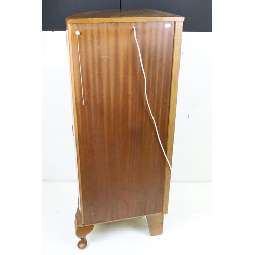 604 - 1930's Walnut Bow Front Glazed Display Cabinet, the single door opening to two glass shelves, 117cm ... 