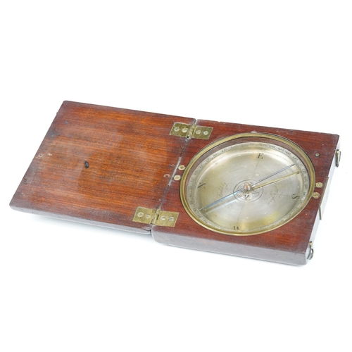 216 - An antique wooden cased compass marked Pattingham to the dial, case measures approx 16cm wide