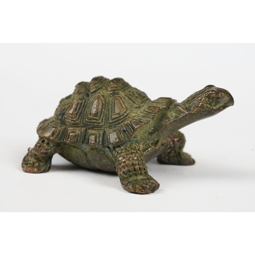 226 - A Chinese ornamental bronze figure of a tortoise, approx 5cm in length.