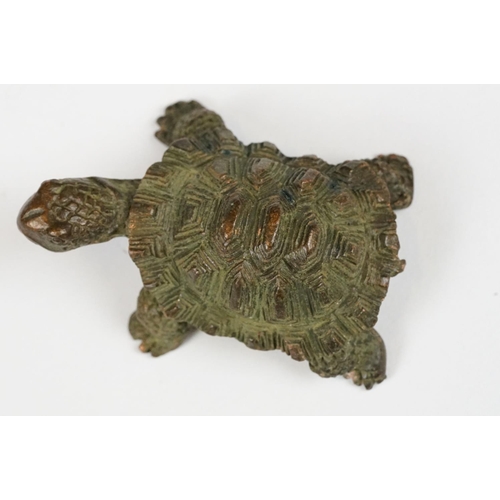 226 - A Chinese ornamental bronze figure of a tortoise, approx 5cm in length.