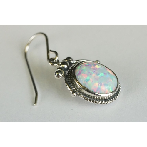 238 - Pair of Silver and Opal Drop Earrings