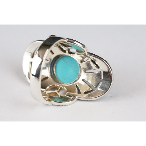 241 - Silver Marcasite and Turquoise Ring