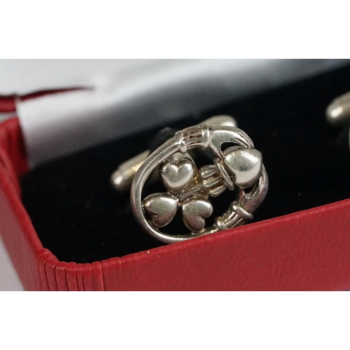 253 - Pair of Silver Claddage Cufflinks, cased