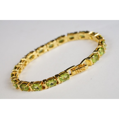 256 - Silver and Peridot Line Bracelet