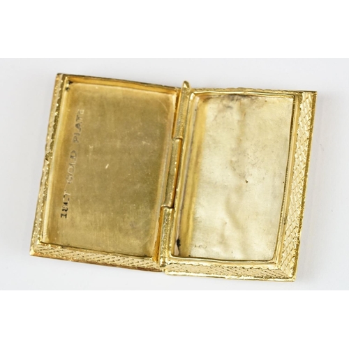 272 - Gold Plated on Silver Pill Box with Enamel plaque