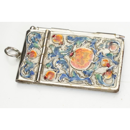 250A - A white metal and enamel aide memoir together with a 925 sterling silver bookmark