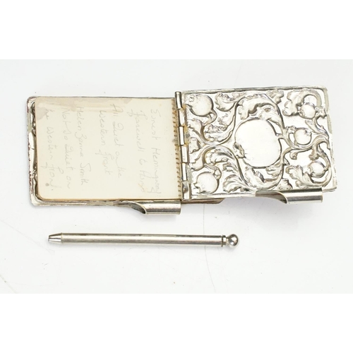 250A - A white metal and enamel aide memoir together with a 925 sterling silver bookmark