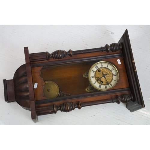 354 - Early 20th Century oak Westminster chime mantle clock together with a Vienna wall clock with art nou... 