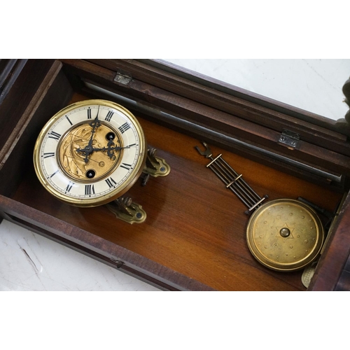 354 - Early 20th Century oak Westminster chime mantle clock together with a Vienna wall clock with art nou... 