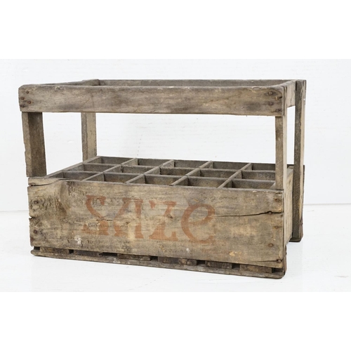 626 - Vintage French Wooden Advertising ' Suze ' Fifteen Bottle Crate, 39cm high x 57cm wide