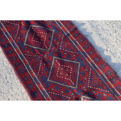 644 - Woolen Hand Knotted Meshwani Runner Rug, 233cm x 58cm