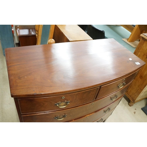 646 - Antique Mahogany Chest of Two Short over Three Long Drawers raised on swept feet, 105cm high x 102cm... 