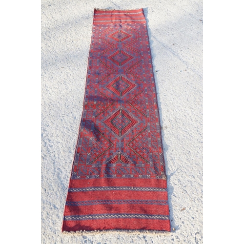 653 - Woolen Hand Knotted Meshwani Runner Rug, 276cm x 61cm