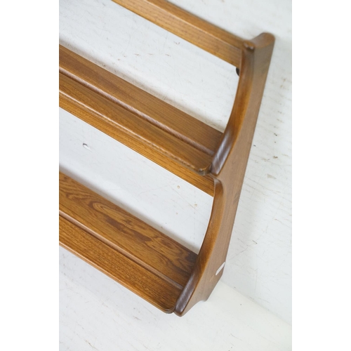 660 - Ercol Elm Hanging Plate Rack / Shelf, 50cm high x 96cm wide