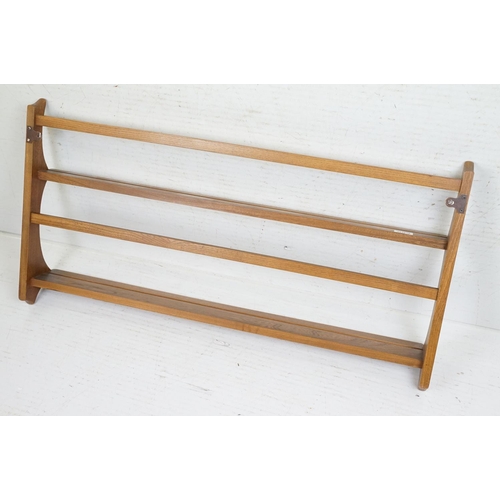 660 - Ercol Elm Hanging Plate Rack / Shelf, 50cm high x 96cm wide