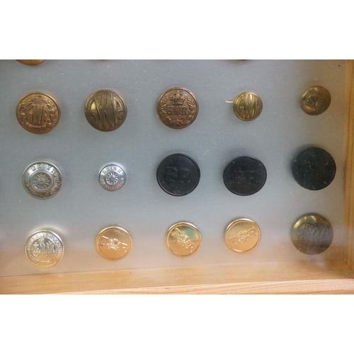 301 - A group of mixed collectables to include a framed collection of Railway uniform buttons to include G... 