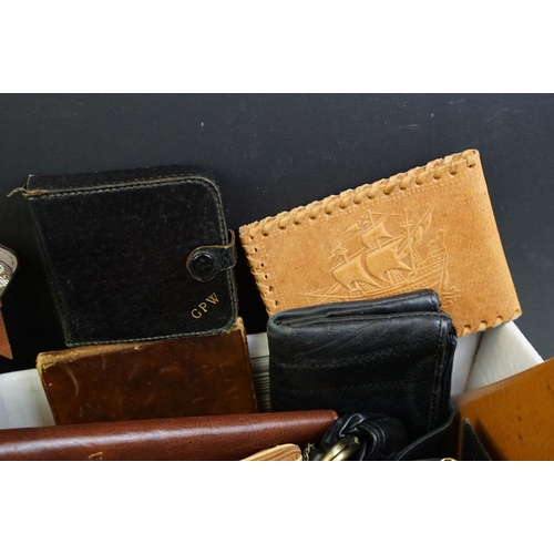 323 - A collection of mainly leather vintage wallets and purses.