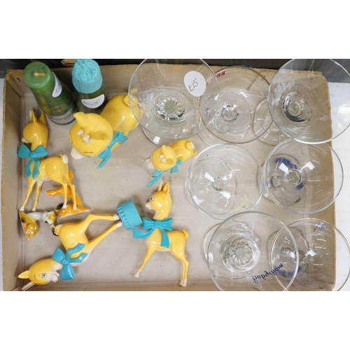 362 - Advertising - A collection of 32 Babycham glasses, together with five Babycham advertising deer figu... 