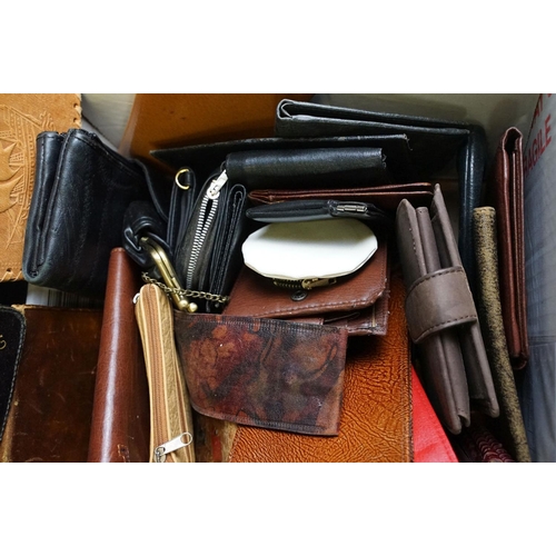 323 - A collection of mainly leather vintage wallets and purses.