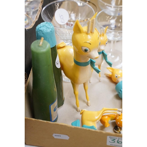 362 - Advertising - A collection of 32 Babycham glasses, together with five Babycham advertising deer figu... 