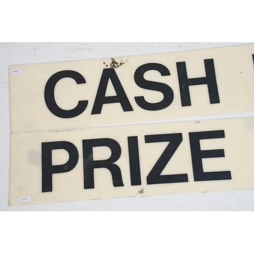 388 - Two Bingo rectangular wall signs to include 'Cash Bingo' and 'Prize Bingo', approx 107cm wide; toget... 