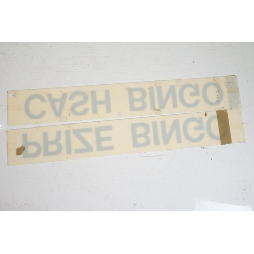 388 - Two Bingo rectangular wall signs to include 'Cash Bingo' and 'Prize Bingo', approx 107cm wide; toget... 