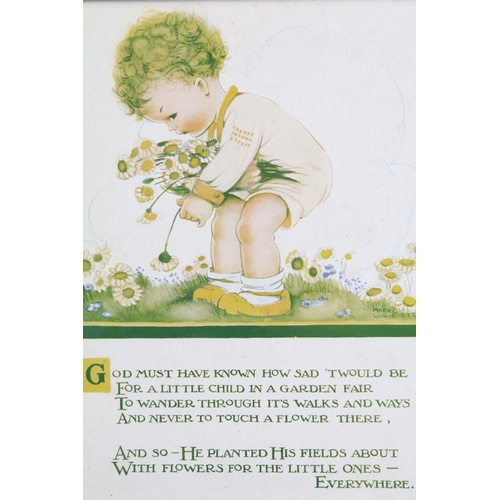 456 - Three Mabel Lucie Attwell prints, comprising ' Go Right Thro' The Garden ', 28 x 21.5cm,  ' God Must... 