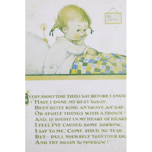 456 - Three Mabel Lucie Attwell prints, comprising ' Go Right Thro' The Garden ', 28 x 21.5cm,  ' God Must... 