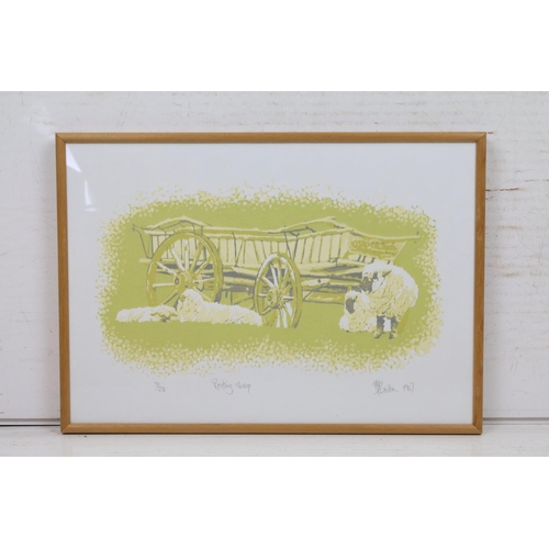 470 - Brian Britton, set of three limited edition prints, comprising, White Park Cattle, number 16/30, Res... 