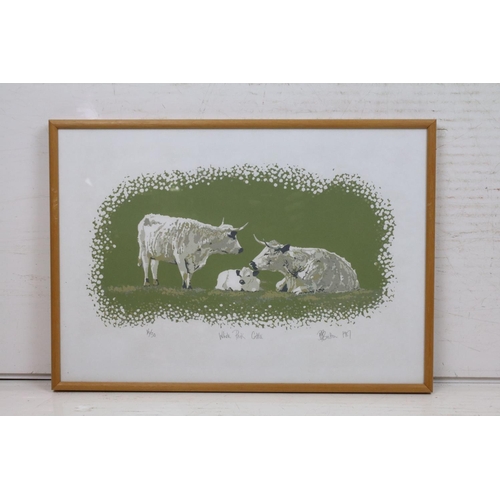 470 - Brian Britton, set of three limited edition prints, comprising, White Park Cattle, number 16/30, Res... 