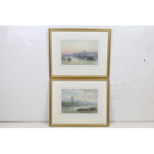 474 - Duncan, Palace of Westminster, watercolour, signed lower right and view of St Paul's Cathedral from ... 