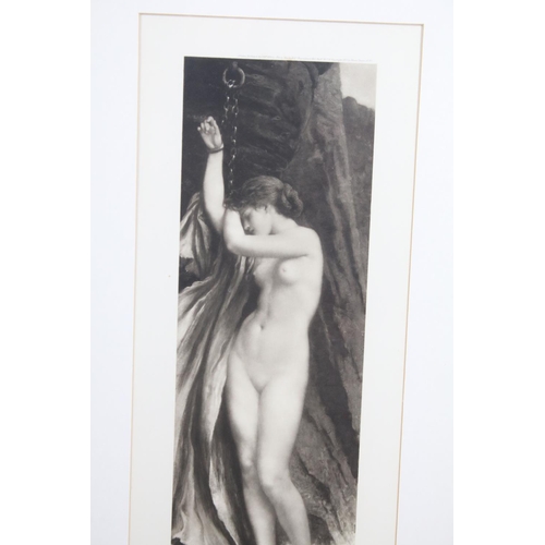 505 - Female nude in chains, engraving, signed indistinctly in pencil lower left, published by Henry Grave... 