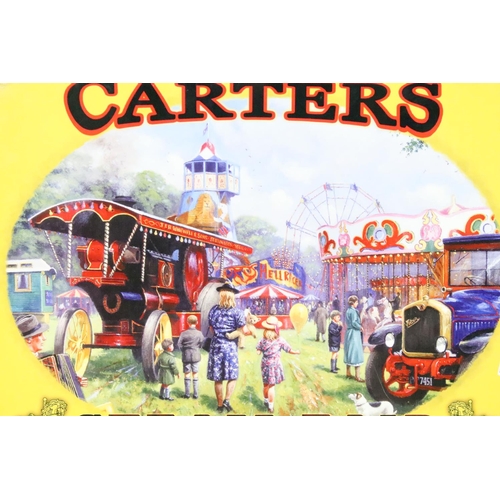 401 - A collection of three large contemporary tin plate signs to include Carters Steam Fair and LNER Flyi... 