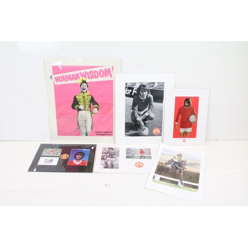 402 - A collection of George Best / Manchester United prints together with a Shiskin horse racing print an... 